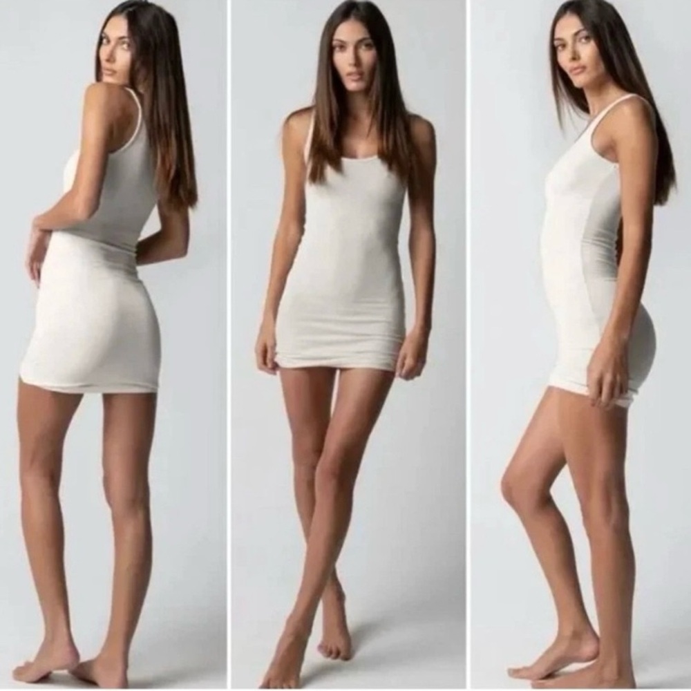 TALENTLESS Rib High-Neck Contour Dress, Bone, Size Large